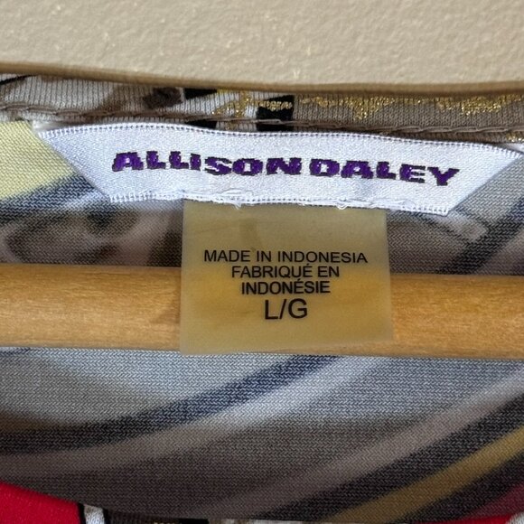 #172 Women's Allison Daley Gold Metallic Print Top, Size Large - Picture 4 of 5